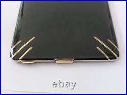 Cigarette Case Art Deco Silver & Solid Gold Enamel Etui Argent Or Laque France