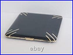 Cigarette Case Art Deco Silver & Solid Gold Enamel Etui Argent Or Laque France