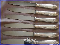 Coffret 12 couteaux de table métal argenté & inox grand prix style art déco
