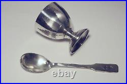 Coffret Coquetier Cuiller Argent Massif Art Déco Sterling Silver Egg Cup & Spoon