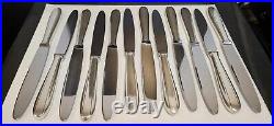 Coffret Lancel 12 Grands Couteaux De Table Lame Inox Metal Argente Art Deco