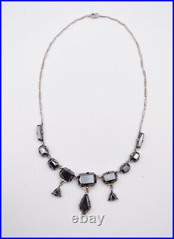 Collier rivière Art Déco en argent hématite et marcassite