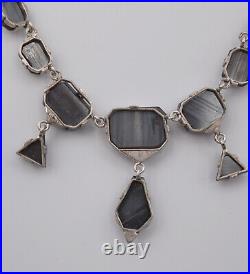 Collier rivière Art Déco en argent hématite et marcassite