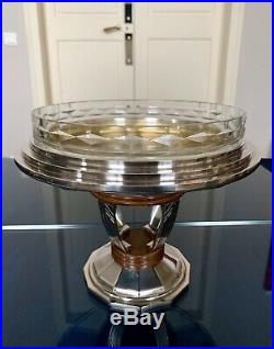 Coupe Art Déco en cristal et métal argenté Coupe à fruits Durousseau et Raynaud