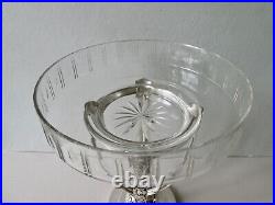 Coupe, centre de table en métal argenté et cristal, signé Gallia, Art Deco