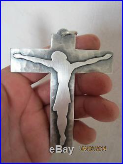 Crucifix Croix De Communion Par Jean Despres En Metal Argente Martele Non Marque