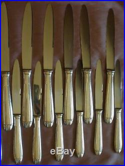 DIXI 12 couteaux de table + 11 couteau à fromage art déco en métal argenté