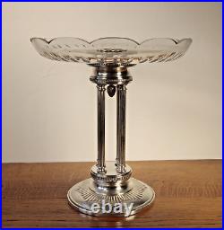 DUROUSSEAU Coupe en cristal sur pied en métal argenté NEO CLASSIQUE ART DÉCO