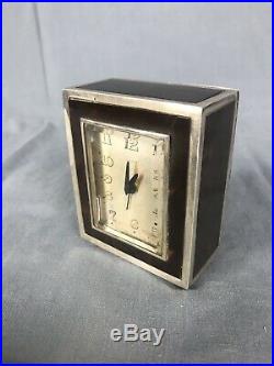 ETERNA Pendulette Art Deco Ecaille Et Argent Massif 1930 Clock Silver