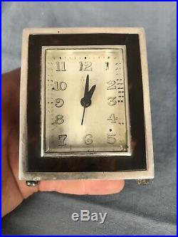 ETERNA Pendulette Art Deco Ecaille Et Argent Massif 1930 Clock Silver