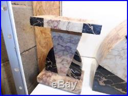 Garniture de cheminee pendule et cassolettes art deco marbre et metal argente