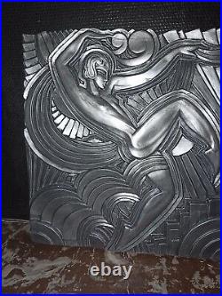 Grand Bas-relief Art déco Folies bergère argent d'après Maurice Picaud