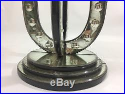 Gueridon Rond En Verre / Miroir Eglomisé Style Art Deco De 60 CM De Diametre