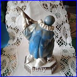 Hertwig & Co Katzhutte Art Deco Figurine Pierrot En Porcelaine