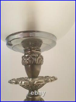 Lampe Art Déco Art Nouveau Bronze ou Laiton argenté