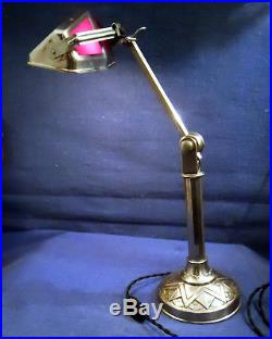 Lampe Pirouett Lupanard Rare Modèle De Collection A Verre Nuagé Socle Art Deco