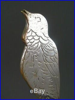 Lampe de chevet vintage métal chromé ART DECO tulipe verre opaline Décor Oiseau