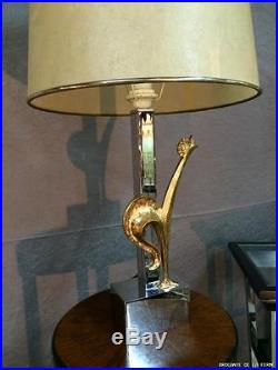 Lampe en bronze argenté et doré décorde coq. Années 1950/70