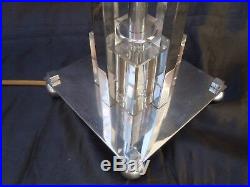 Lampe moderniste bronze nickele cristal vers 1950 attribué Jacques Adnet