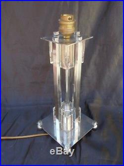Lampe moderniste bronze nickele cristal vers 1950 attribué Jacques Adnet