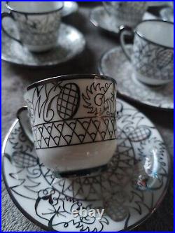 Limoges 10 tasses à café Décor Argent 980/1000 Saint Graal Art déco 1920