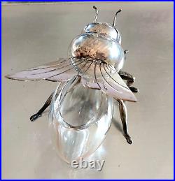 MAPPIN WEBB BEE 1920 HONEY POT A MIEL ART DECO METAL ARGENTE pot à miel abeille