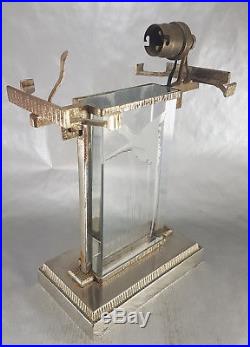 MULLER FRERES LUNEVILLE & VASSEUR RARE LAMPE de TABLE ART DECO VERRE BRONZE 1920