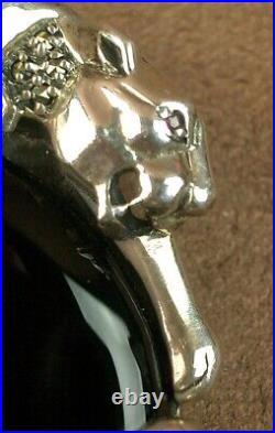 Magnifique Pendentif/ Broche Ancien Epoque Art Deco Argent Onyx Decor Panthere