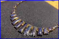 Magnifique collier ancien Art Déco Argent Massif et Lapis-lazuli en coffret 950