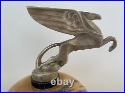 Mascotte Automobile Georges Darel Pegase Bronze Argente Socle Marbre Xxe E709