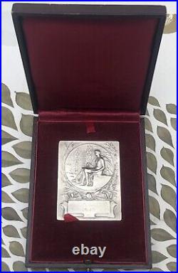 Médaille Plaque Art Deco Nouveau En Argent Silver Medal Rasumny