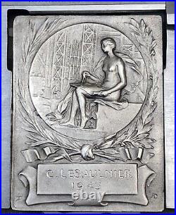 Médaille Plaque Art Deco Nouveau En Argent Silver Medal Rasumny