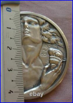 Médaille art déco argent massif ESPOSIZIONE DI TIONE 1924 Sculpteur Mario MOSCHI