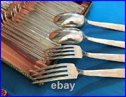 Ménagère ART DECO en métal argenté 12 cuillères & 12 fourchettes 21,5 cm Table