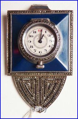 Montre de sac en laque et ARGENT massif silver bag watch ART DECO 1925 G. S