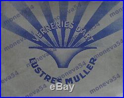 Muller Freres Suspension Art Déco En Bronze Nickelé & Obus En Verre Pressé 1930