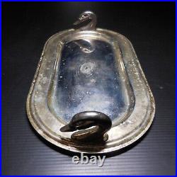 N9651 plateau serviteur vide-poche bijoux métal argenté art déco table canard