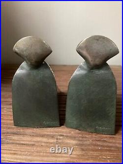 Paire De Serre Livres En Bronze Oiseaux Sur Un Toit D Henri Rischmann Art Deco