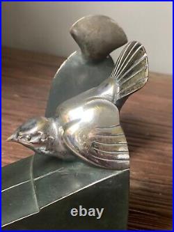 Paire De Serre Livres En Bronze Oiseaux Sur Un Toit D Henri Rischmann Art Deco