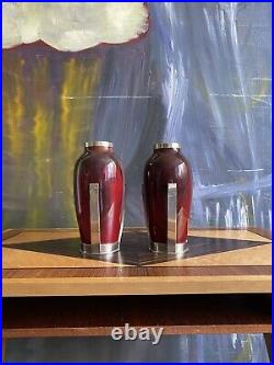 Paire Vases Sevres Art Deco / Paul Millet / Porcelaine Bronze Argenté TBE 19cm
