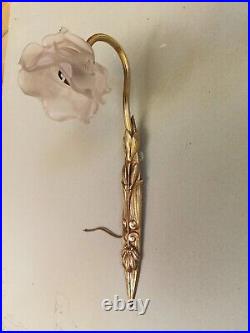 Paire d'Appliques ART DECO en BRONZE et TULIPES en verre