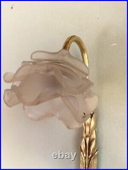 Paire d'Appliques ART DECO en BRONZE et TULIPES en verre