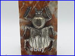 Paire de Serre livres bronze argenté scarabée par BLACHE art deco 1930 Bookend
