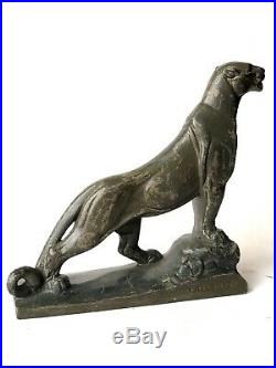 Panthere sculpture animalière Art Déco régule argenté signé FRECOURT Maurice XXe