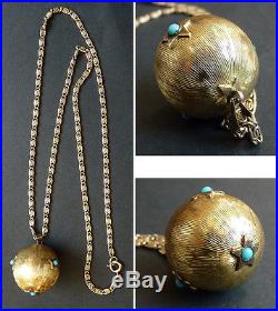 Pendentif boule et chaine en argent massif bijou ancien silver pendant