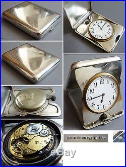 Pendulette de voyage argent massif UGO FRILLI Firenze Italie 1920 silver clock