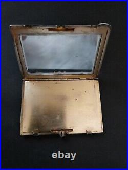 Poudrier Art Deco Argent 800 Laque Silver Black Enamel Compact Case France Rare