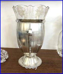 RARE vase ART DECO métal argenté BOUILLET BOURDELLE cristal poinçon BB 22 cm