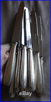 RENEKA 12 Couteaux métal argenté & lames Inox à filets contour style art déco