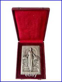 Raoul BÉNARD (1881-1961) Médaille Argent Massif Femme aux Fleurs Art Déco XX ème